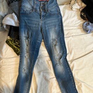 YMI Mid Rise Blue Ripped Jeans